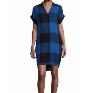 RAG & BONE Women’s Cooper Buffalo Plaid Shirt Dress Blue/Black Size 6